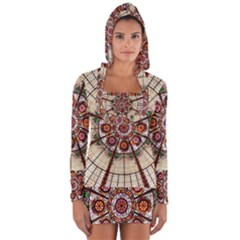 Pattern Round Abstract Geometric Long Sleeve Hooded T-shirt by Nexatart