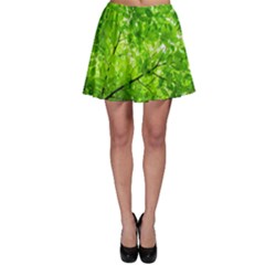 Green Wood The Leaves Twig Leaf Texture Skater Skirt by Nexatart