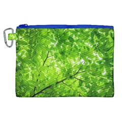 Green Wood The Leaves Twig Leaf Texture Canvas Cosmetic Bag (xl) by Nexatart