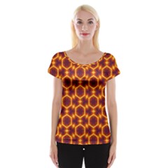 Black And Orange Diamond Pattern Cap Sleeve Tops by Fractalsandkaleidoscopes