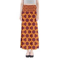 Black And Orange Diamond Pattern Full Length Maxi Skirt by Fractalsandkaleidoscopes