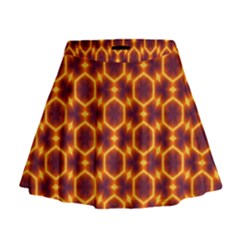 Black And Orange Diamond Pattern Mini Flare Skirt by Fractalsandkaleidoscopes