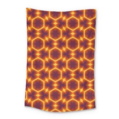 Black And Orange Diamond Pattern Small Tapestry by Fractalsandkaleidoscopes