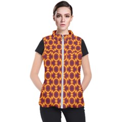 Black And Orange Diamond Pattern Women s Puffer Vest by Fractalsandkaleidoscopes