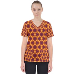 Black And Orange Diamond Pattern Scrub Top by Fractalsandkaleidoscopes