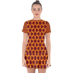 Black And Orange Diamond Pattern Drop Hem Mini Chiffon Dress