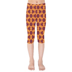 Black And Orange Diamond Pattern Kids  Capri Leggings  by Fractalsandkaleidoscopes