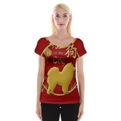 Year Of The Dog - Chinese New Year Cap Sleeve Tops by Valentinaart