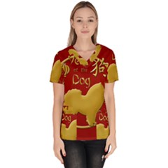 Year Of The Dog - Chinese New Year Scrub Top by Valentinaart