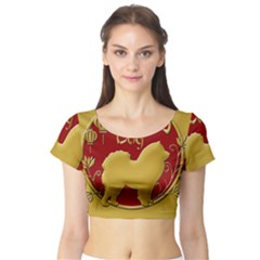 Year Of The Dog - Chinese New Year Short Sleeve Crop Top by Valentinaart
