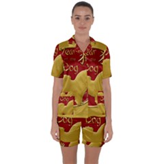 Year Of The Dog - Chinese New Year Satin Short Sleeve Pyjamas Set by Valentinaart