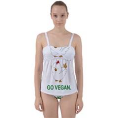 Go Vegan - Cute Chick  Twist Front Tankini Set by Valentinaart