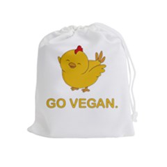 Go Vegan - Cute Chick  Drawstring Pouches (extra Large) by Valentinaart