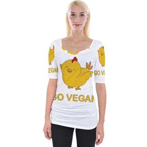 Go Vegan - Cute Chick  Wide Neckline Tee by Valentinaart