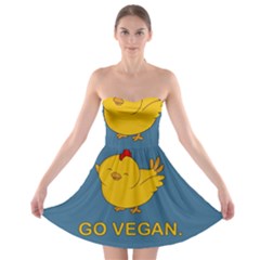Go Vegan - Cute Chick  Strapless Bra Top Dress by Valentinaart