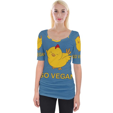 Go Vegan - Cute Chick  Wide Neckline Tee by Valentinaart