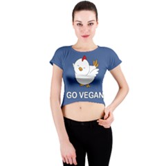 Go Vegan - Cute Chick  Crew Neck Crop Top by Valentinaart