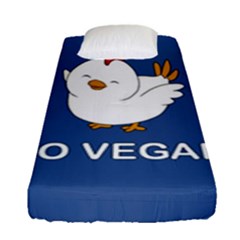 Go Vegan - Cute Chick  Fitted Sheet (single Size) by Valentinaart