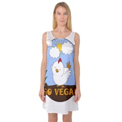 Go Vegan - Cute Chick  Sleeveless Satin Nightdress by Valentinaart