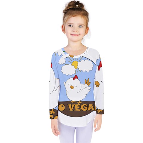 Go Vegan - Cute Chick  Kids  Long Sleeve Tee by Valentinaart