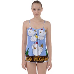 Go Vegan - Cute Chick  Babydoll Tankini Set by Valentinaart