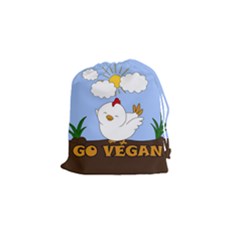 Go Vegan - Cute Chick  Drawstring Pouches (small) 