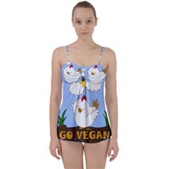 Go Vegan - Cute Chick  Babydoll Tankini Set by Valentinaart