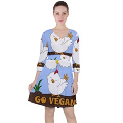 Go Vegan - Cute Chick  Ruffle Dress by Valentinaart