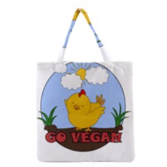 Go Vegan - Cute Chick  Grocery Tote Bag by Valentinaart