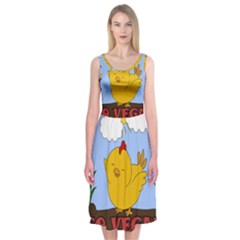 Go Vegan - Cute Chick  Midi Sleeveless Dress by Valentinaart