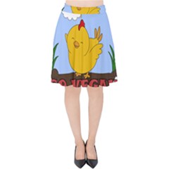 Go Vegan - Cute Chick  Velvet High Waist Skirt by Valentinaart