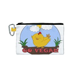 Go Vegan - Cute Chick  Canvas Cosmetic Bag (small) by Valentinaart