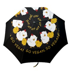 Go Vegan - Cute Chick  Folding Umbrellas