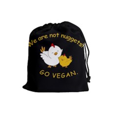 Go Vegan - Cute Chick  Drawstring Pouches (Large) 