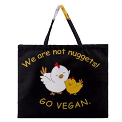 Go Vegan - Cute Chick  Zipper Large Tote Bag