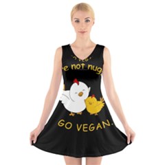 Go Vegan - Cute Chick  V-Neck Sleeveless Skater Dress