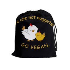 Go Vegan - Cute Chick  Drawstring Pouches (Extra Large)