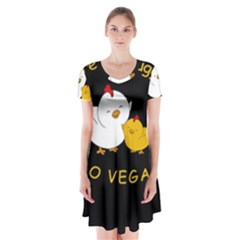 Go Vegan - Cute Chick  Short Sleeve V-neck Flare Dress