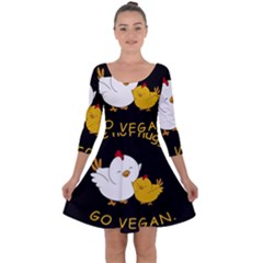 Go Vegan - Cute Chick  Quarter Sleeve Skater Dress