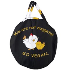 Go Vegan - Cute Chick  Giant Round Zipper Tote