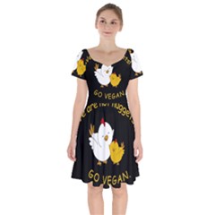 Go Vegan - Cute Chick  Short Sleeve Bardot Dress