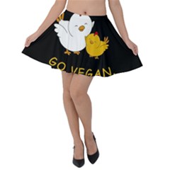 Go Vegan - Cute Chick  Velvet Skater Skirt by Valentinaart