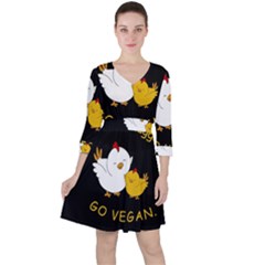 Go Vegan - Cute Chick  Ruffle Dress by Valentinaart