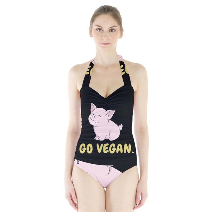 Go Vegan - Cute Pig Halter Swimsuit