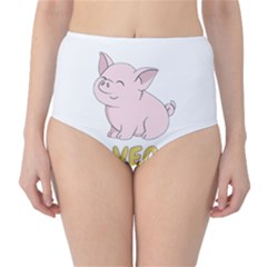 Go Vegan - Cute Pig High-waist Bikini Bottoms by Valentinaart