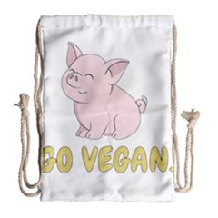 Go Vegan - Cute Pig Drawstring Bag (large) by Valentinaart