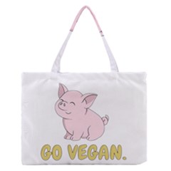 Go Vegan - Cute Pig Zipper Medium Tote Bag by Valentinaart