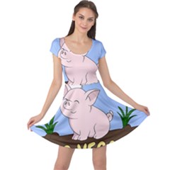 Go Vegan - Cute Pig Cap Sleeve Dress by Valentinaart