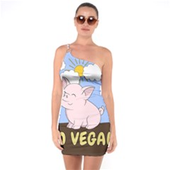 Go Vegan - Cute Pig One Soulder Bodycon Dress by Valentinaart