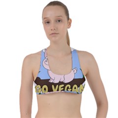 Go Vegan - Cute Pig Criss Cross Racerback Sports Bra by Valentinaart